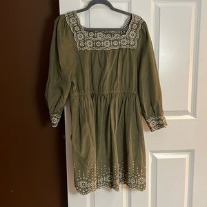 Madewell Embroidered Corduroy Square-Neck Mini Dress NWT